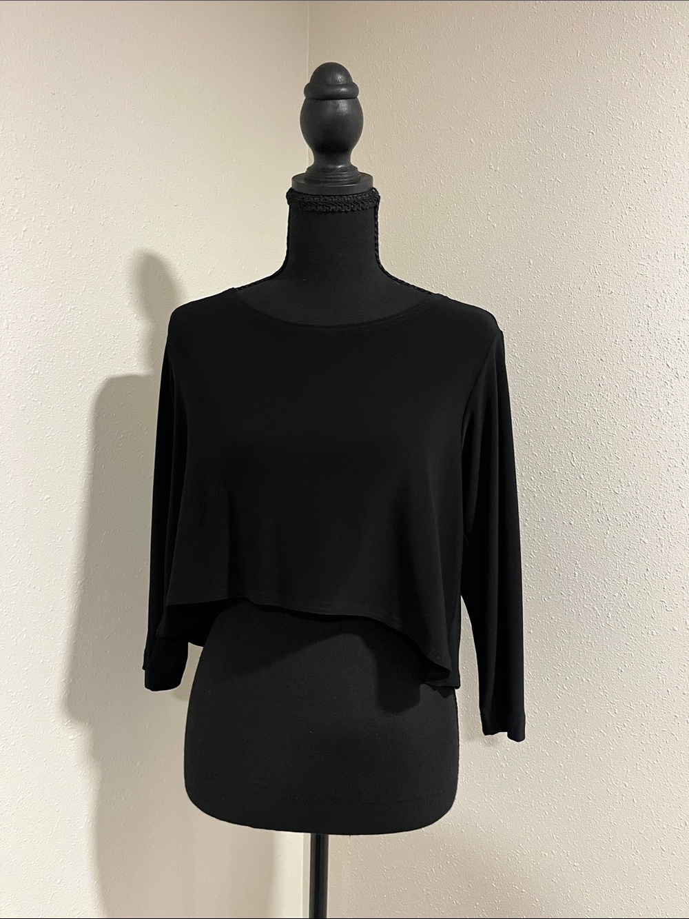 Sympli Black Cropped Long-Sleeve Women's Layering Top Size 10